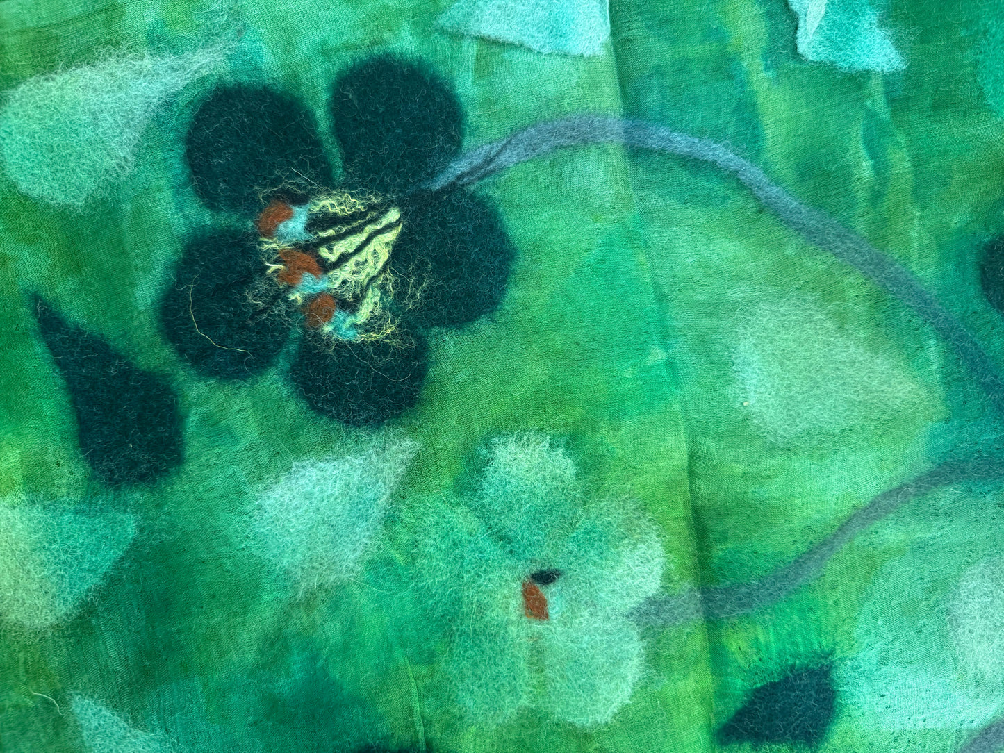 Handwoven Silk Scarf with Wool Ornaments