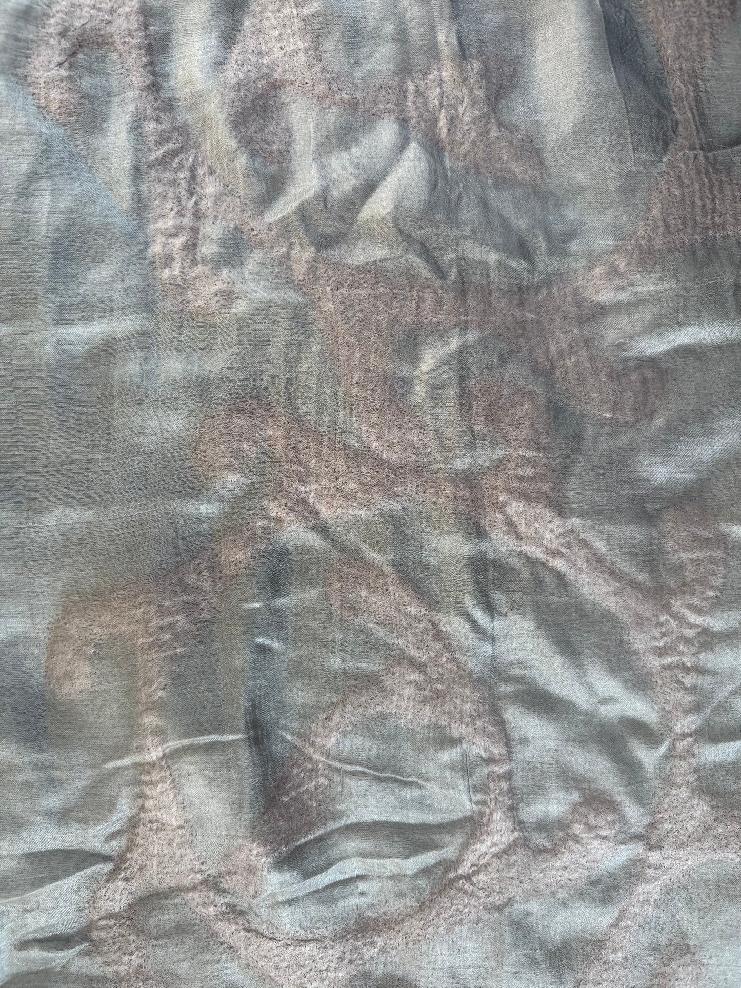 Double-Layered Silk Scarf with Felt Wool Ornaments