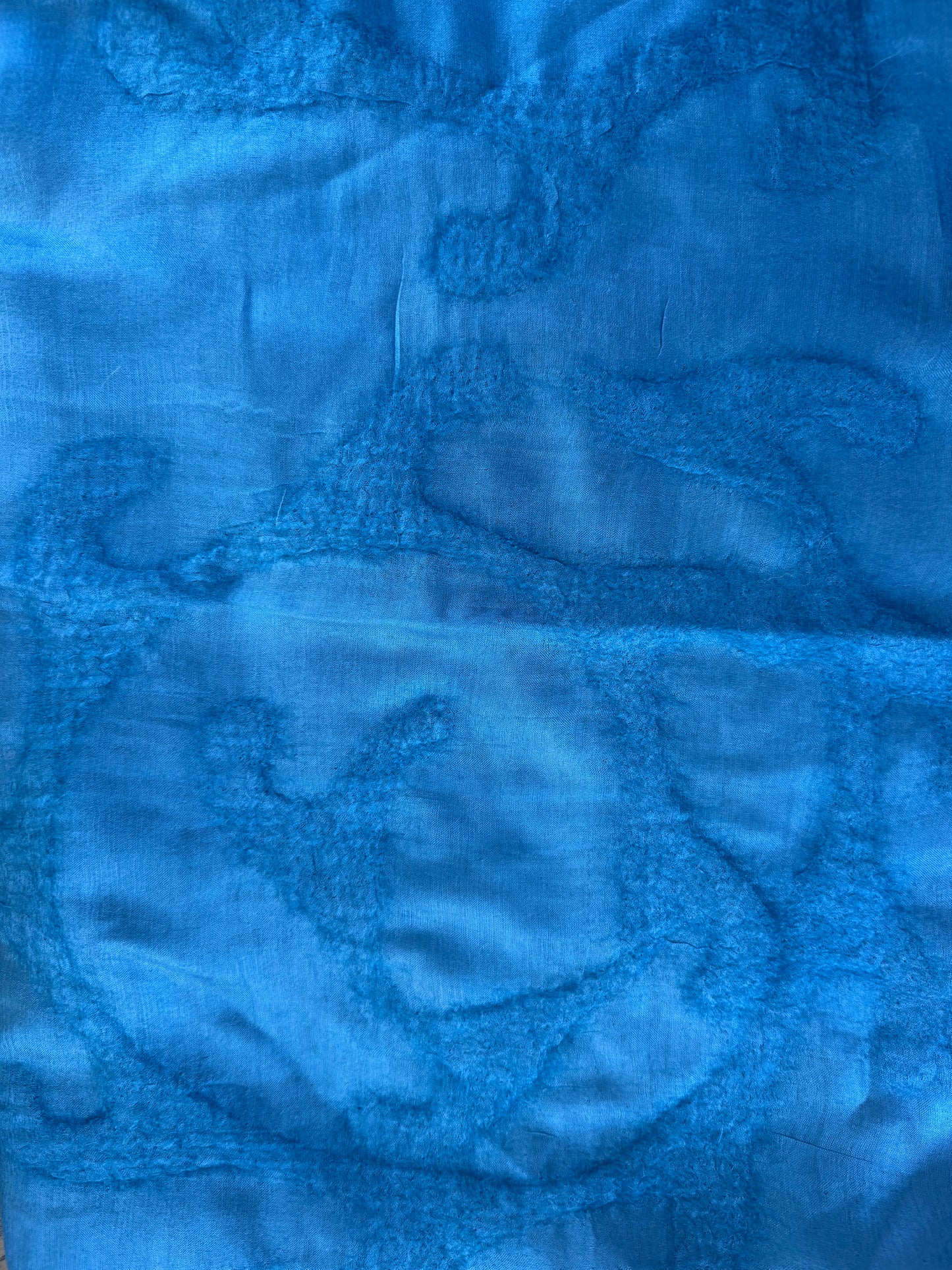 Double-Layered Silk Scarf with Felt Wool Ornaments