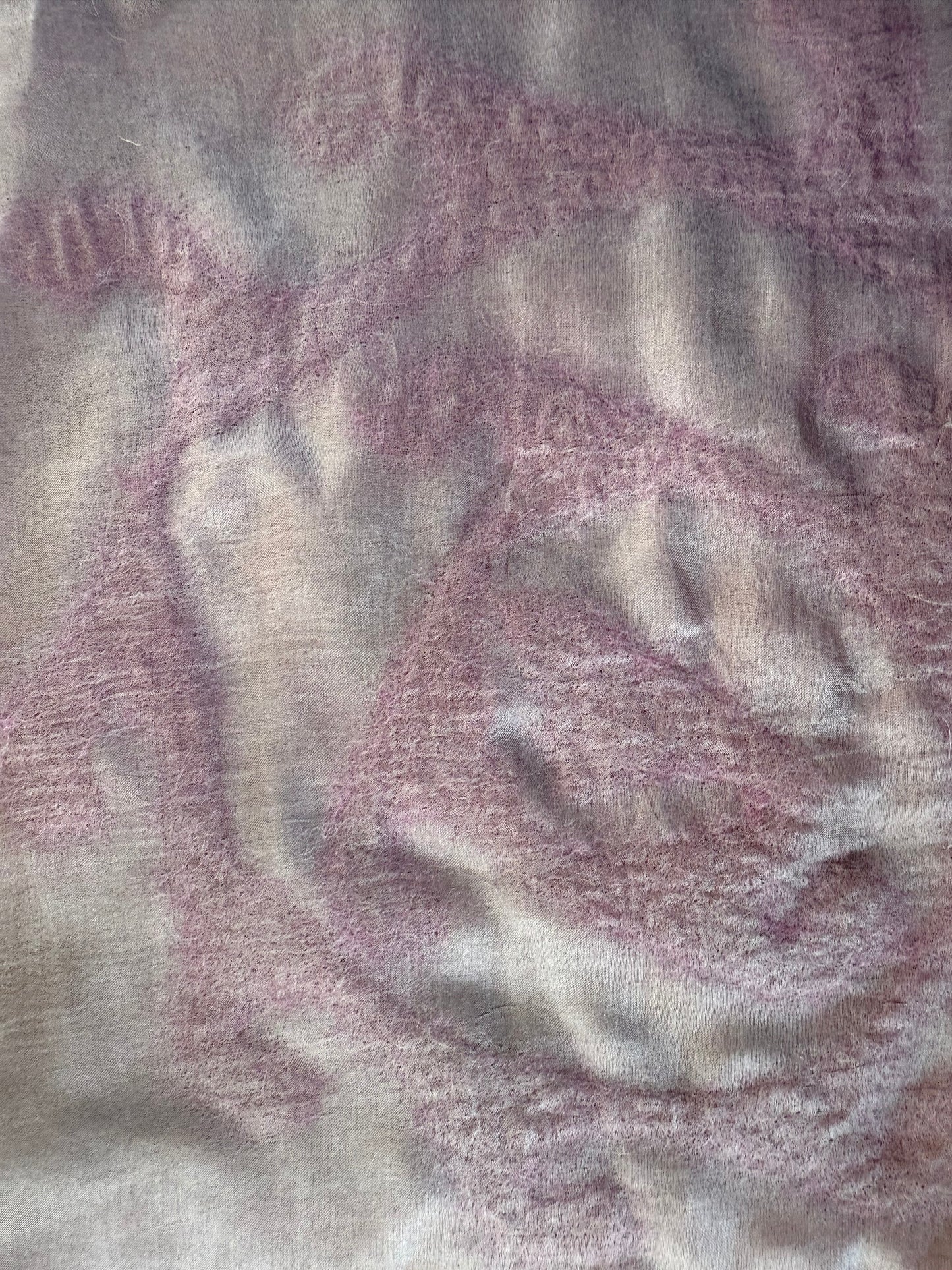 Double-Layered Silk Scarf with Felt Wool Ornaments