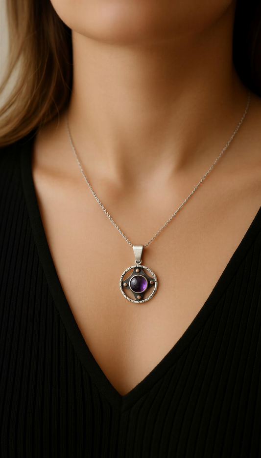 Celestial Amethyst Halo Pedant