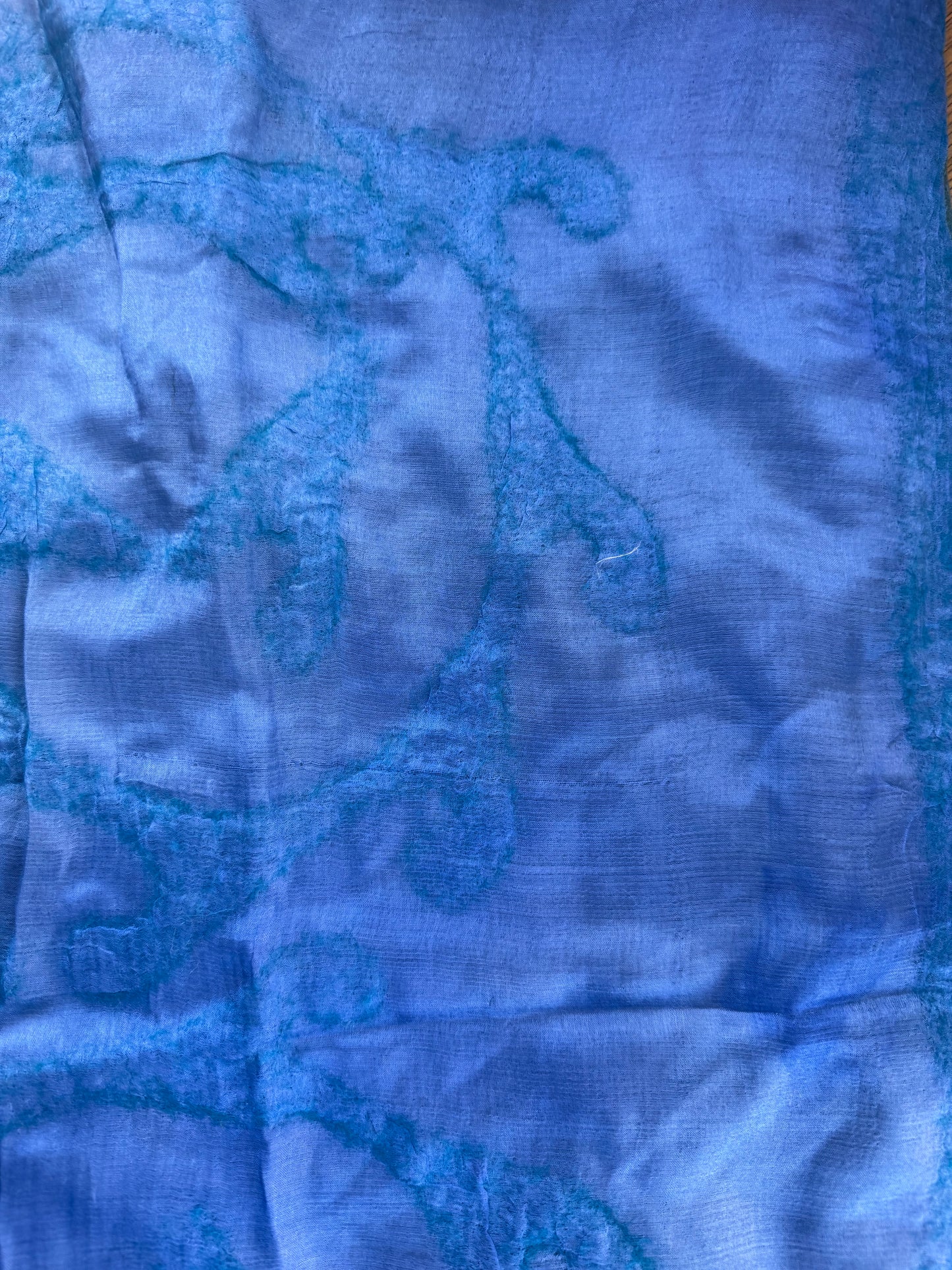 Double-Layered Silk Scarf with Felt Wool Ornaments