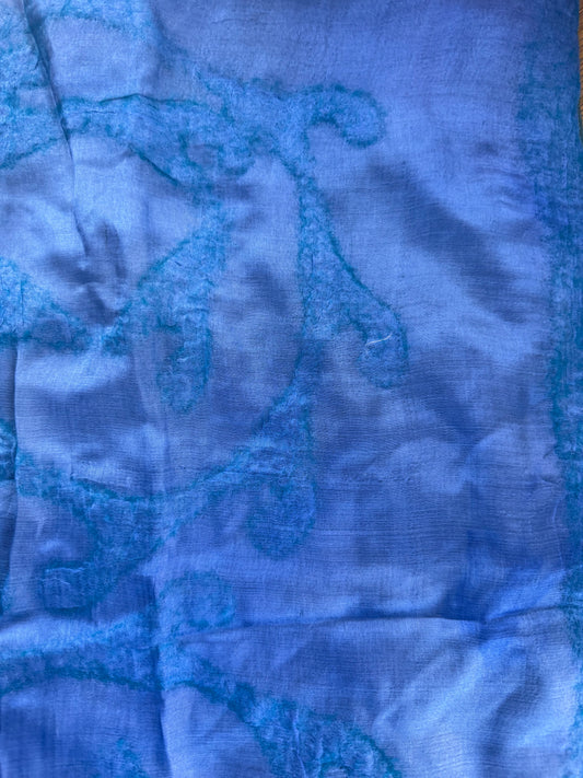 Double-Layered Silk Scarf with Felt Wool Ornaments