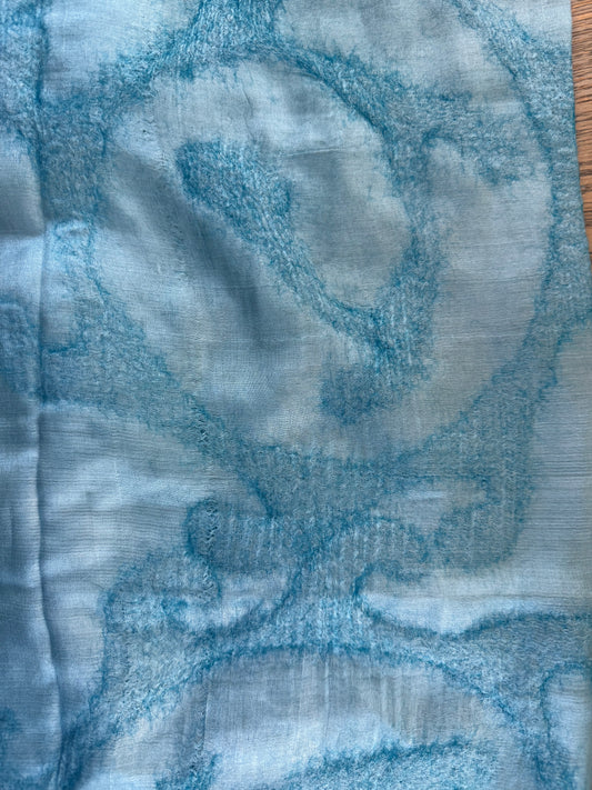 Double-Layered Silk Scarf with Felt Wool Ornaments