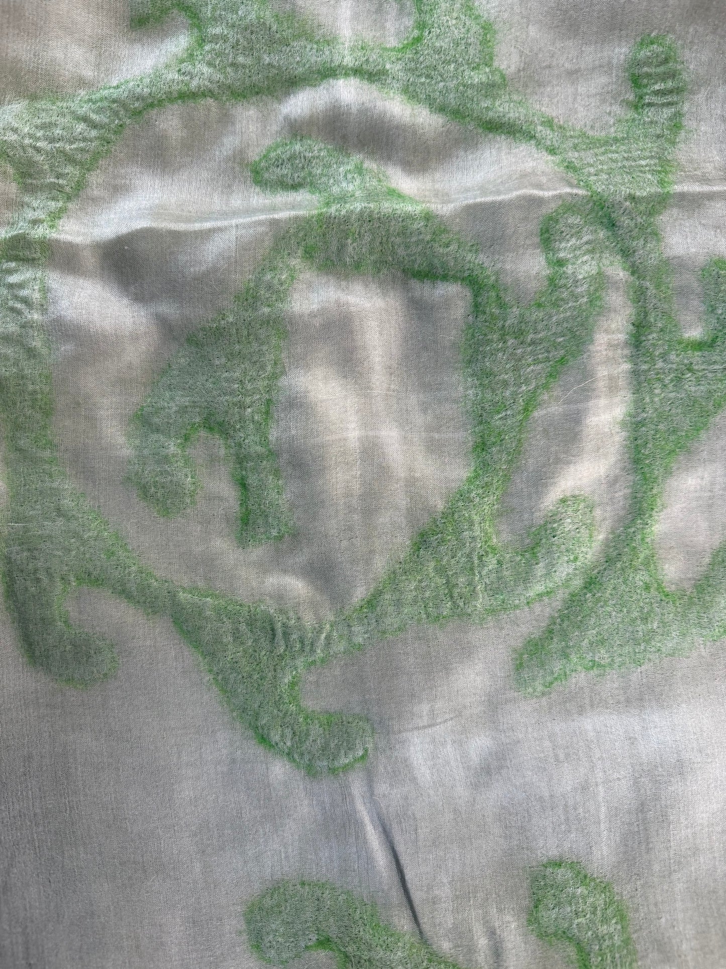 Double-Layered Silk Scarf with Felt Wool Ornaments