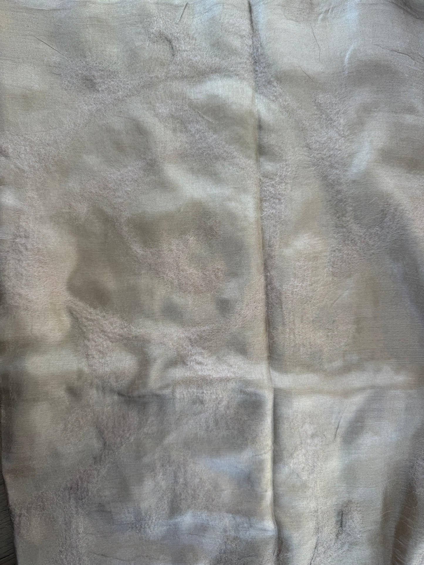 Double-Layered Silk Scarf with Felt Wool Ornaments