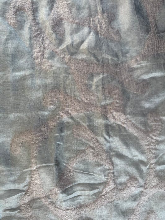 Double-Layered Silk Scarf with Felt Wool Ornaments